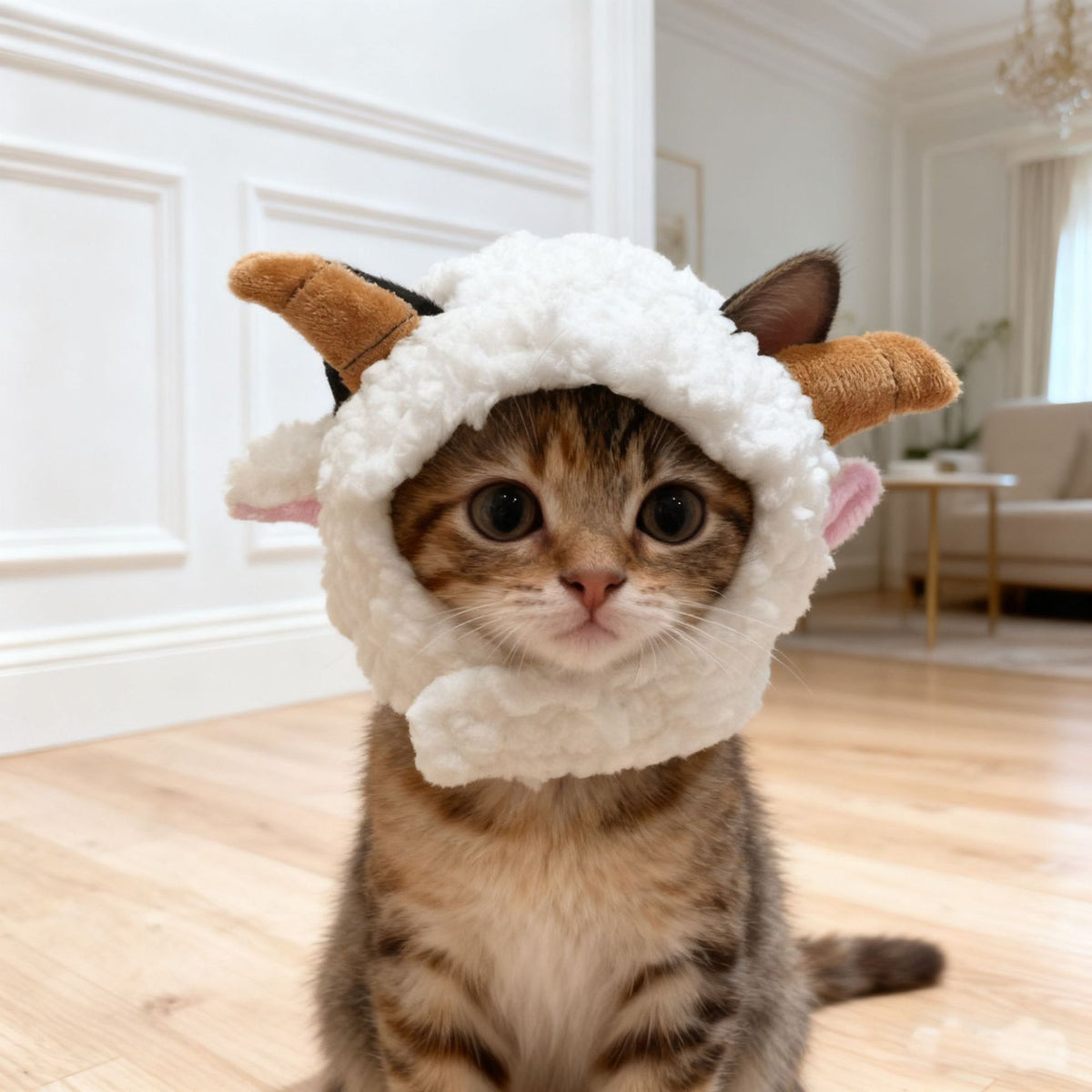 Cute animal headgear hat for cats and small dogs in Goose, front view