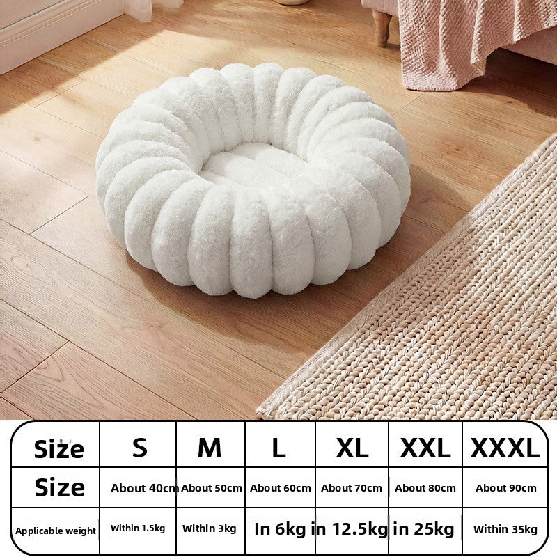 Grey bear paw shaped round plush pet bed, view 87