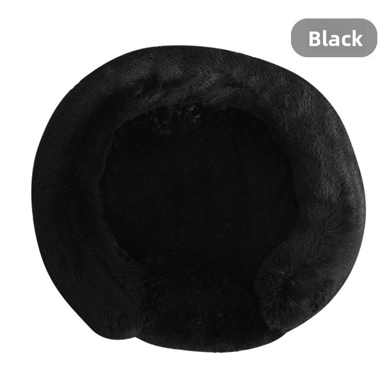 Fluffy round nest pet bed in many colours in Blue, photo from another angle