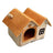Grey enclosed pet house with double gable roof, view 2