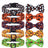 Halloween fabric dog collar with pumpkin print in Black Ghost, showing size and shape