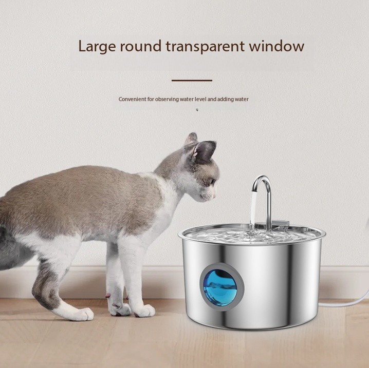 Stainless Steel Pet Water Fountain 3.2L with Filters, USB Powered