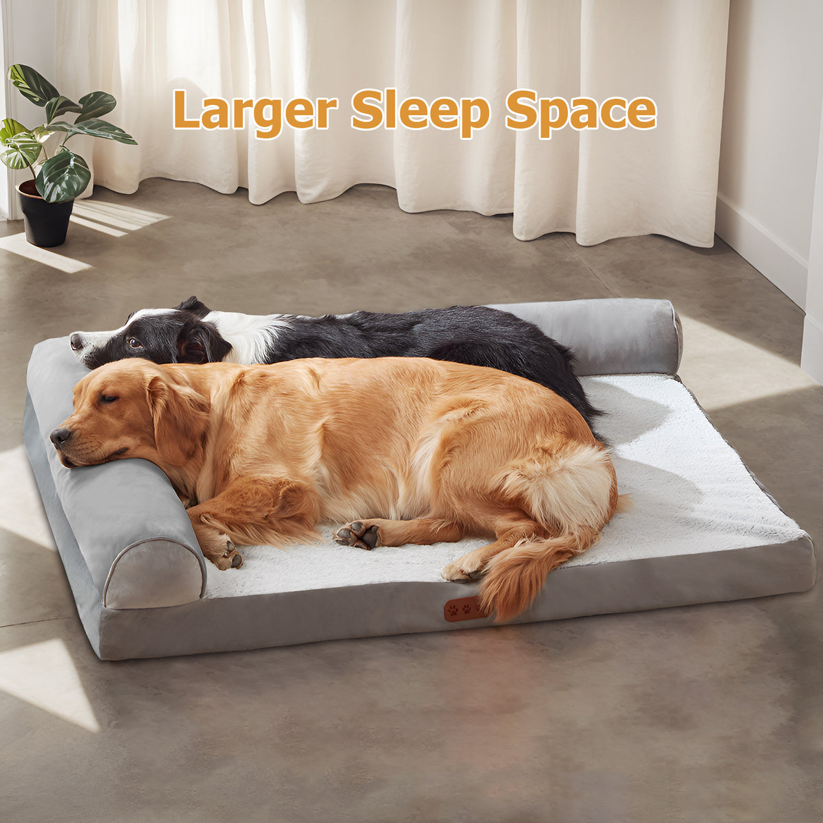 Light grey memory foam pet mat with removable washable cover, photo 2