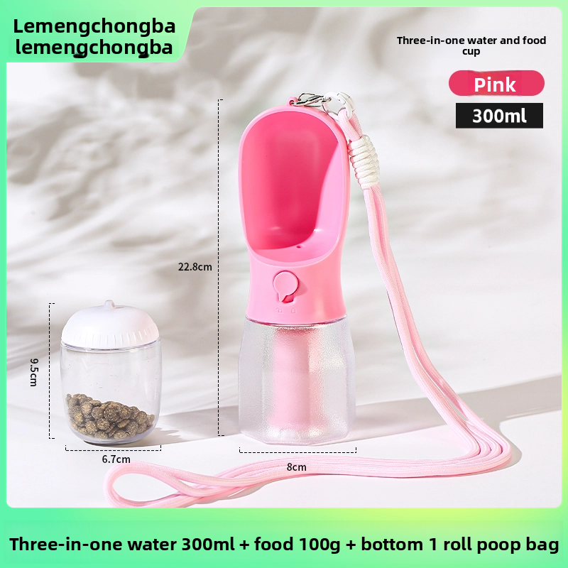 2-in-1 Portable Pet Water Bottle and Food Container for Walks, Leak-Proof Design