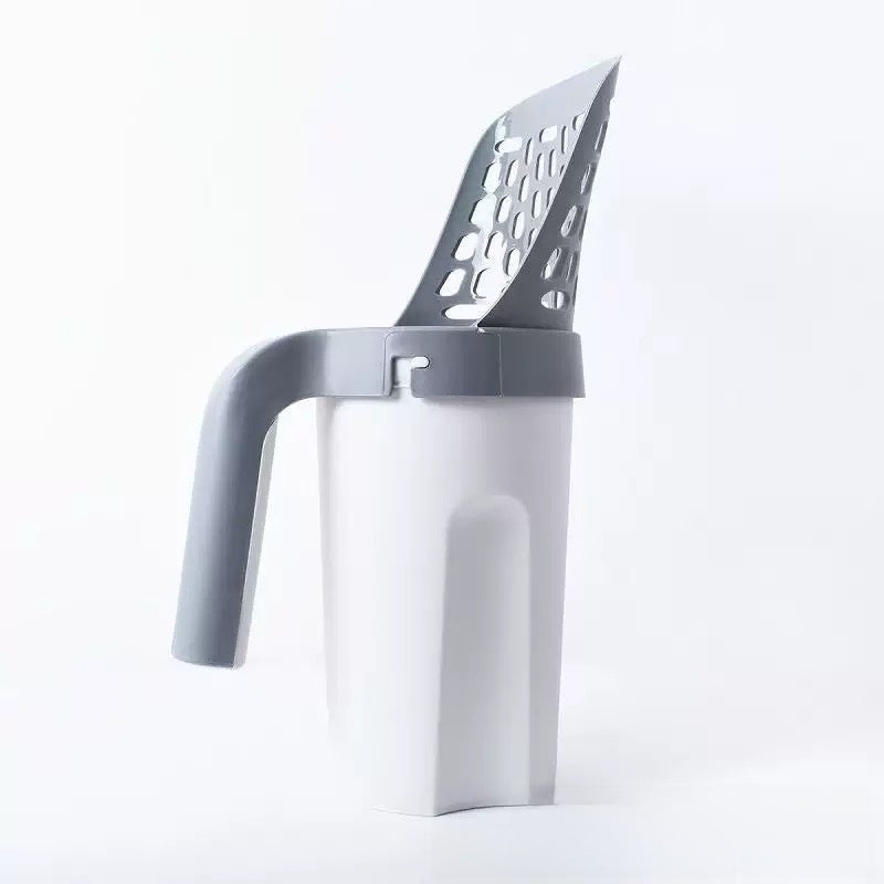 Cat Litter Scoop with Built-In Waste Bag Holder, All-in-One Design