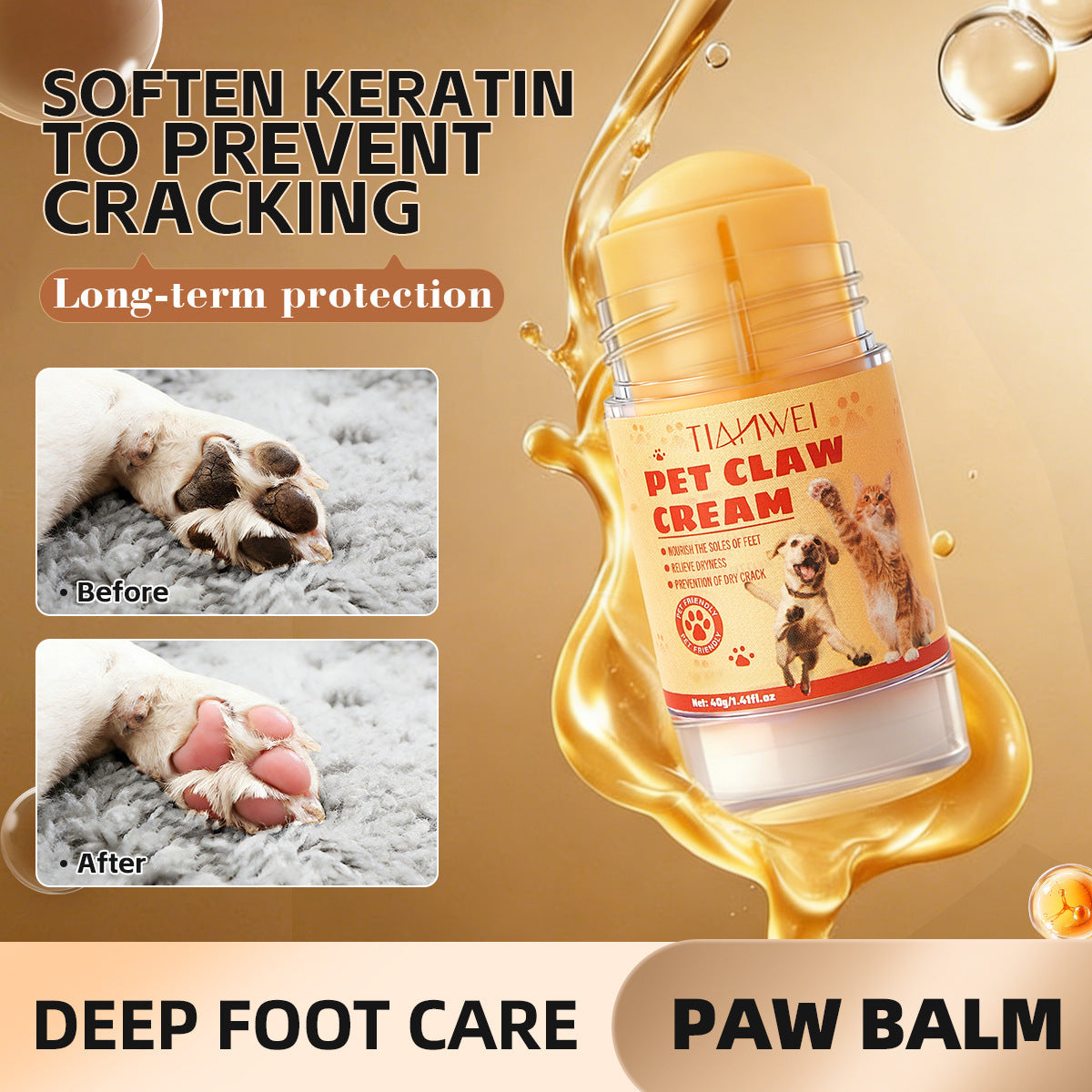 Pet Paw Balm Stick with Beeswax and Avocado for Dogs and Cats
