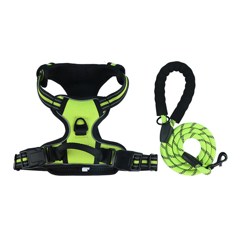 Reflective burst-resistant dog harness, ideal for everyday use