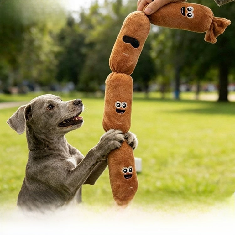Press sound squeaky plush dog toy sausage or ball - photo 1