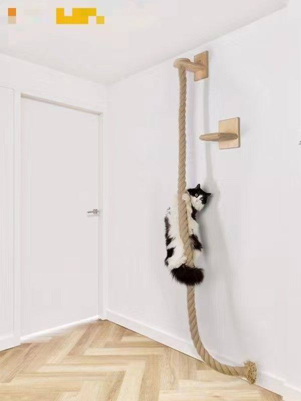 Natural jute cat climbing rope with wooden jumping platform, photo 2