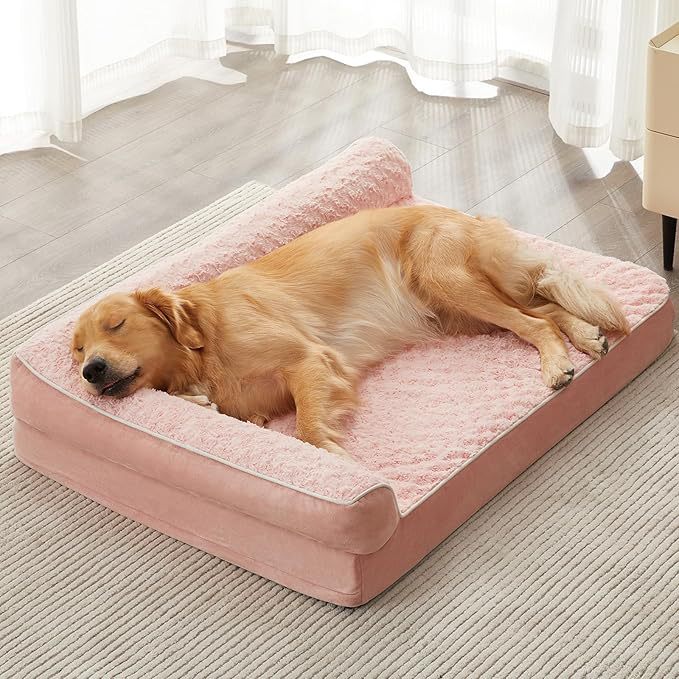 Supportive plush dog bed with removable mat, detail photo 16