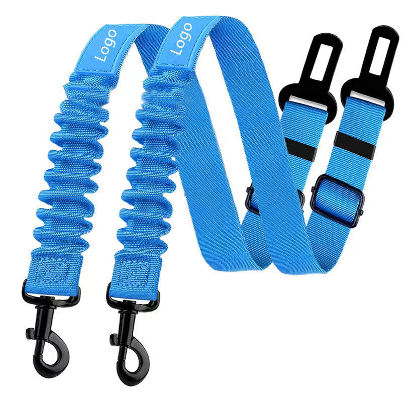 Reflective nylon dog car seat belt lead in black, 80cm long