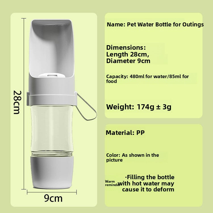 Outdoor Portable Pet Water Cup, 450ml Lightweight Travel Bowl with Removable Cup