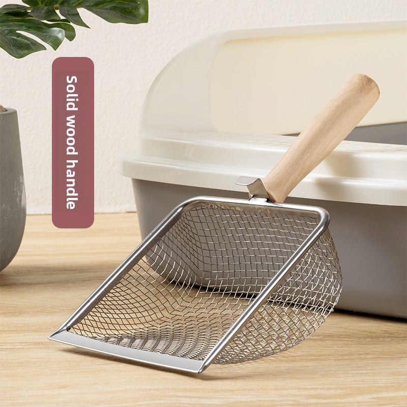 Stainless Steel Cat Litter Scoop with Fine Mesh, Handle Options
