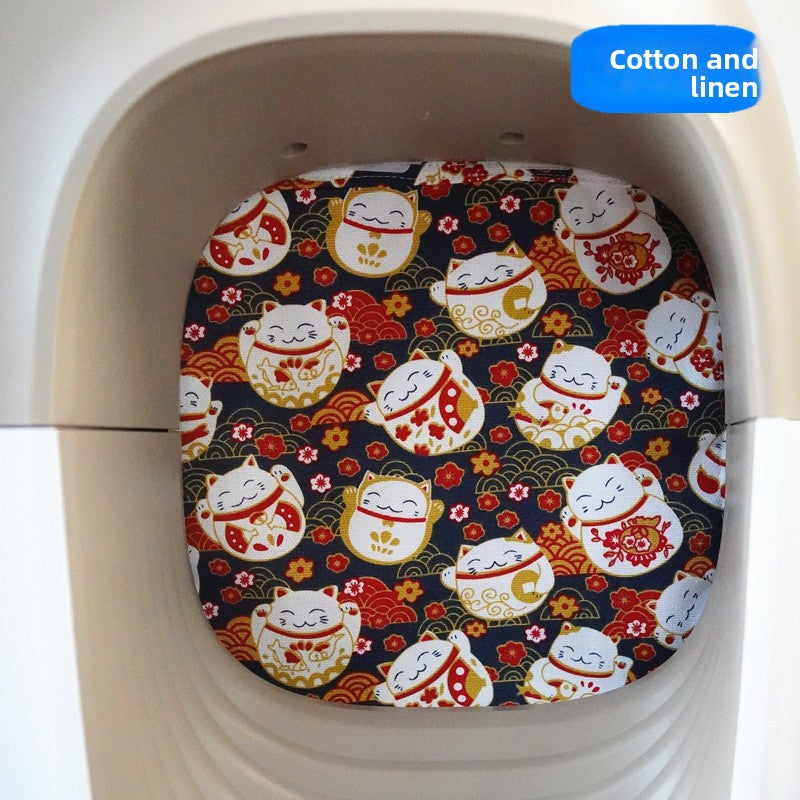 Handmade Cotton Linen Door Curtain for Cat Litter Boxes
