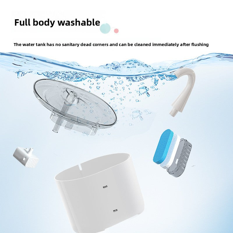 2L Pet Water Fountain with Smart Sensor, Quiet USB Pump and Replaceable Filter