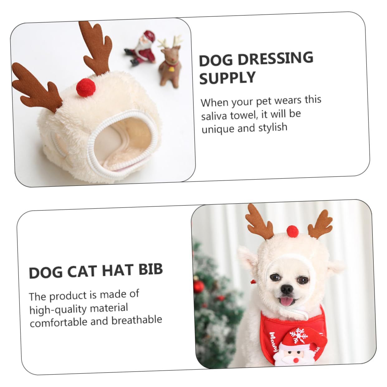 Christmas pet bib and hat for dogs and cats in Green Hat Small, side view