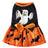 Coral fleece four-leg dog jumpsuit with holiday print in Grey, in use with a pet