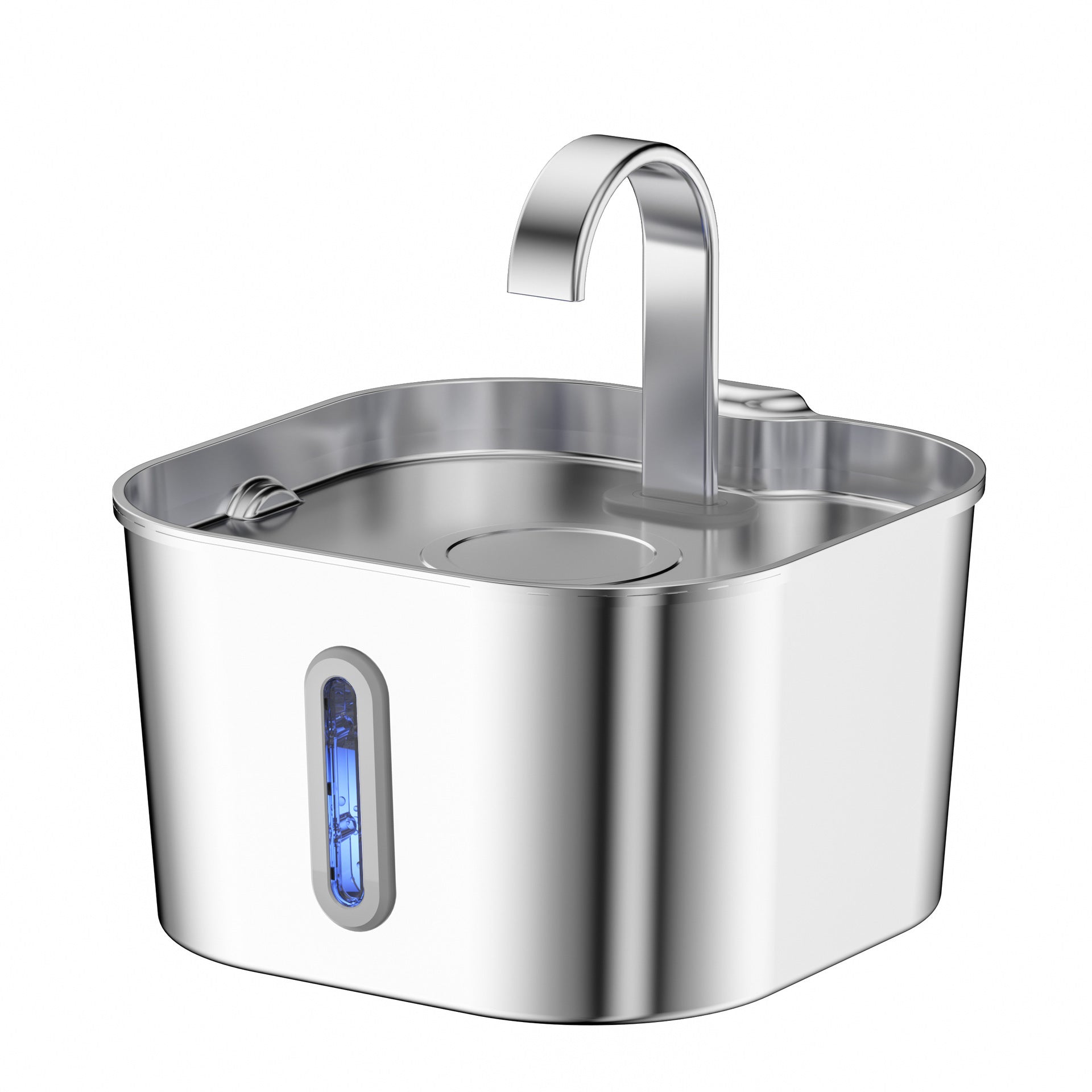 Stainless Steel Pet Water Fountain, 2.2L Capacity with Filters, Quiet USB Pump