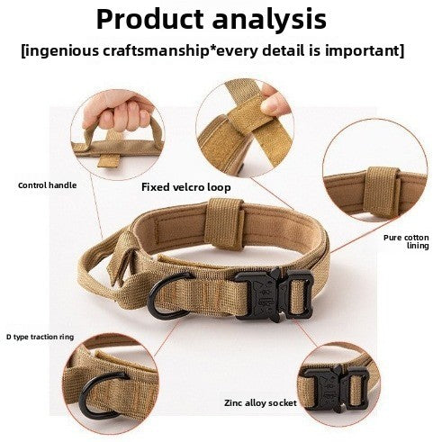 Tactical nylon dog collar and lead in olive and black, view 3