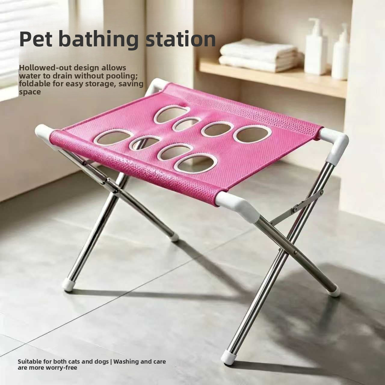 Foldable Dog Bathing and Grooming Stand, Metal Restraint Frame