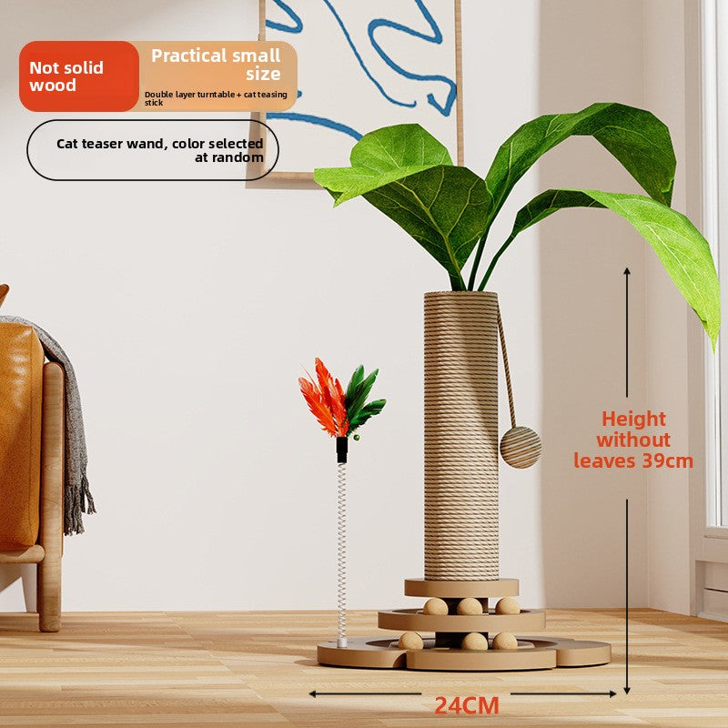 Plant style sisal cat scratching post with leaves, photo 6 of 19
