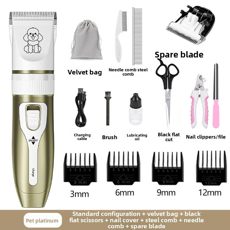 Cordless Pet Hair Clipper Kit with Thick Steel Blade and Comb