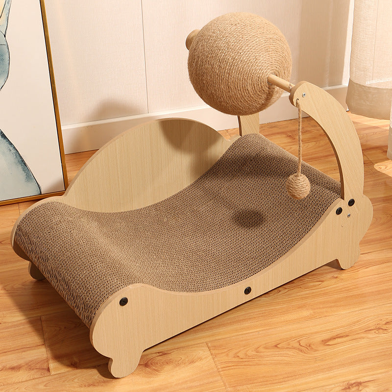 Corrugated cardboard cat scratcher rocking lounge with mat, photo 3 of 29