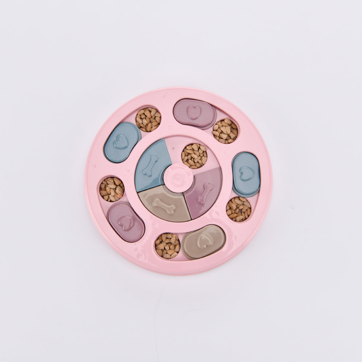 Dog puzzle slow feeder bowl in Small Round, Pink