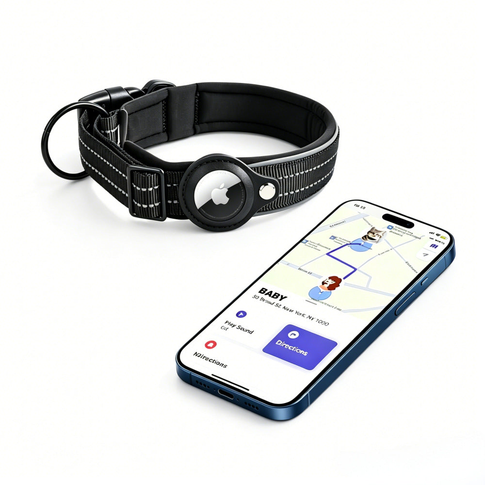 Nylon dog tracker collar with built-in locator, product image 1