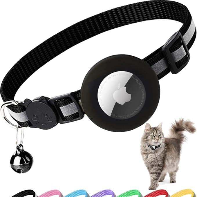 Reflective silicone AirTag holder for pet collars, tag not included, product image 1