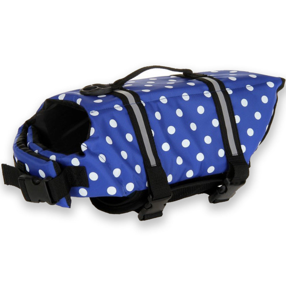 Dog life jacket swim vest with adjustable straps in floral print, view 49