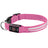Waterproof LED fibre optic dog collar in Pink, in a home setting