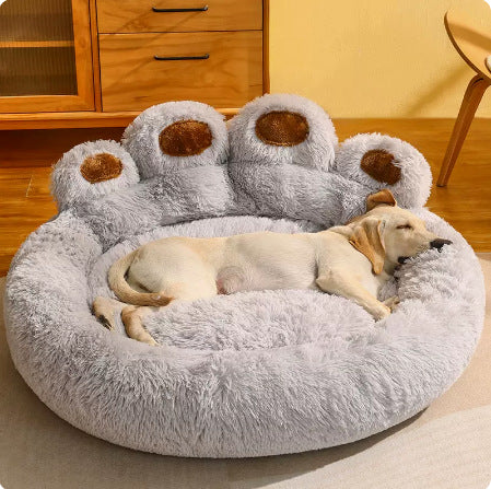 Soft shaggy pet nest bed for cats and dogs, extra detail view