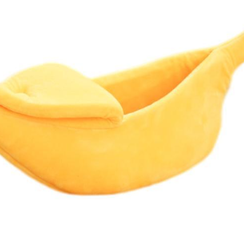 Banana boat shaped dog bed for cats and small dogs, photo from another angle