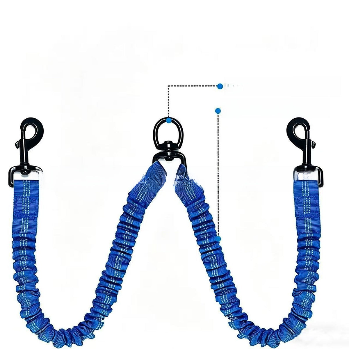 Double-ended nylon dog lead, close-up detail view from Pet Royale UK