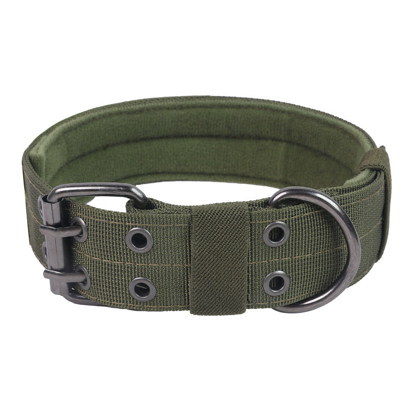Tactical nylon dog collar and lead in olive and black, view 34