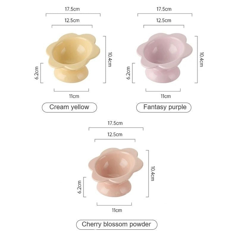 Pink glazed ceramic cat feeding bowl with wide base, view 4