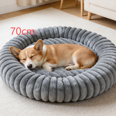 Round Flannel Pet Bed Cushion with PP Cotton Filling