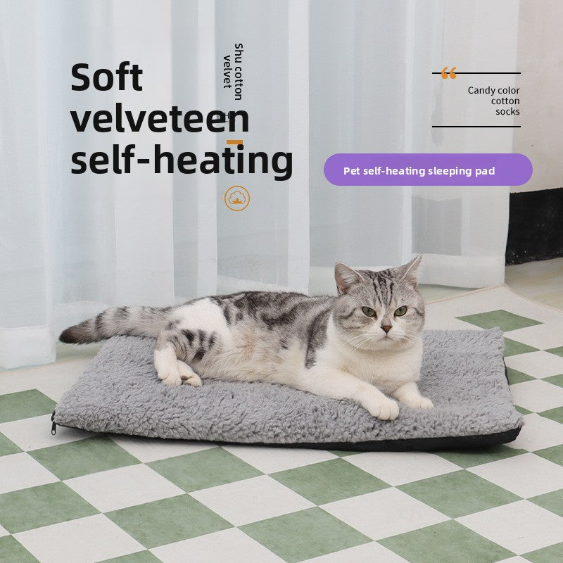 Grey self-heating pet pad with removable washable cover, photo 2