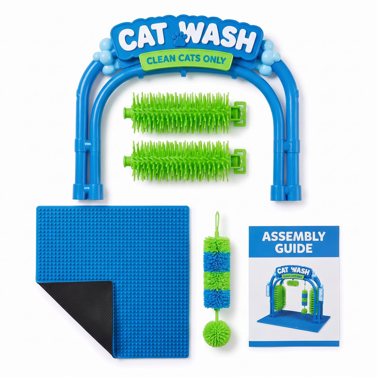 Cat bathing and grooming set, alternative angle view