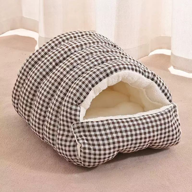 Convertible Zip Pet Cave Bed for Cats and Small Dogs, Washable