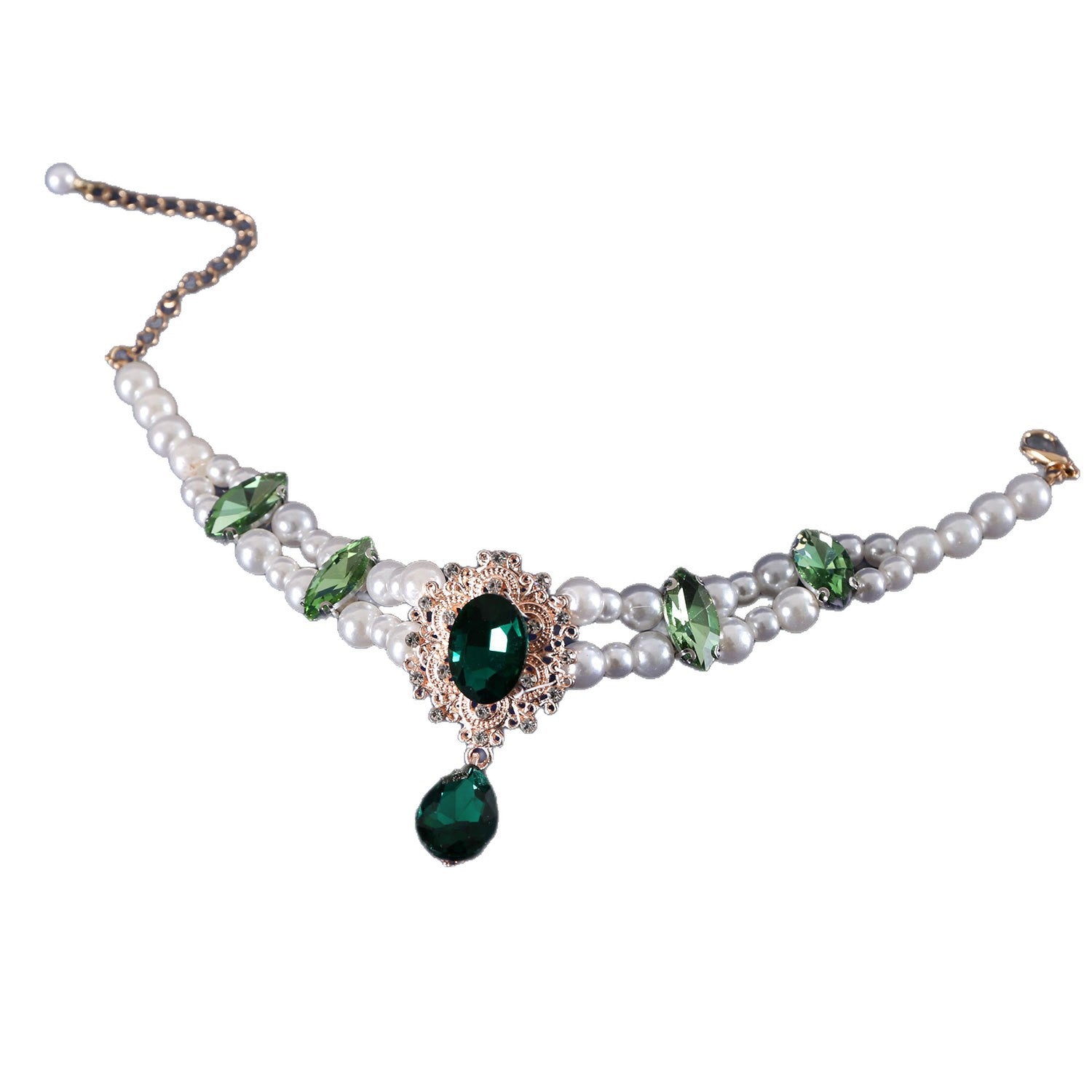 Pearl cat collar with crystal pendant on a small pet, product image 5