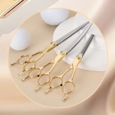 Pet Grooming Scissors and Steel Comb Kit, Curved and Thinning Shears
