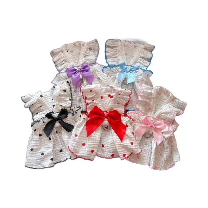 Heart print cotton dog dress, available in 5 colours, image 5