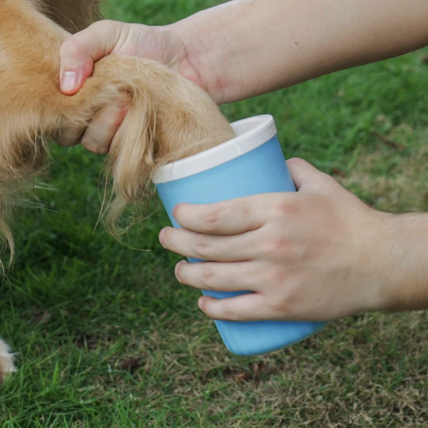 Semi-Automatic Paw Cleaner Cup for Dogs and Cats, Silicone Bristles