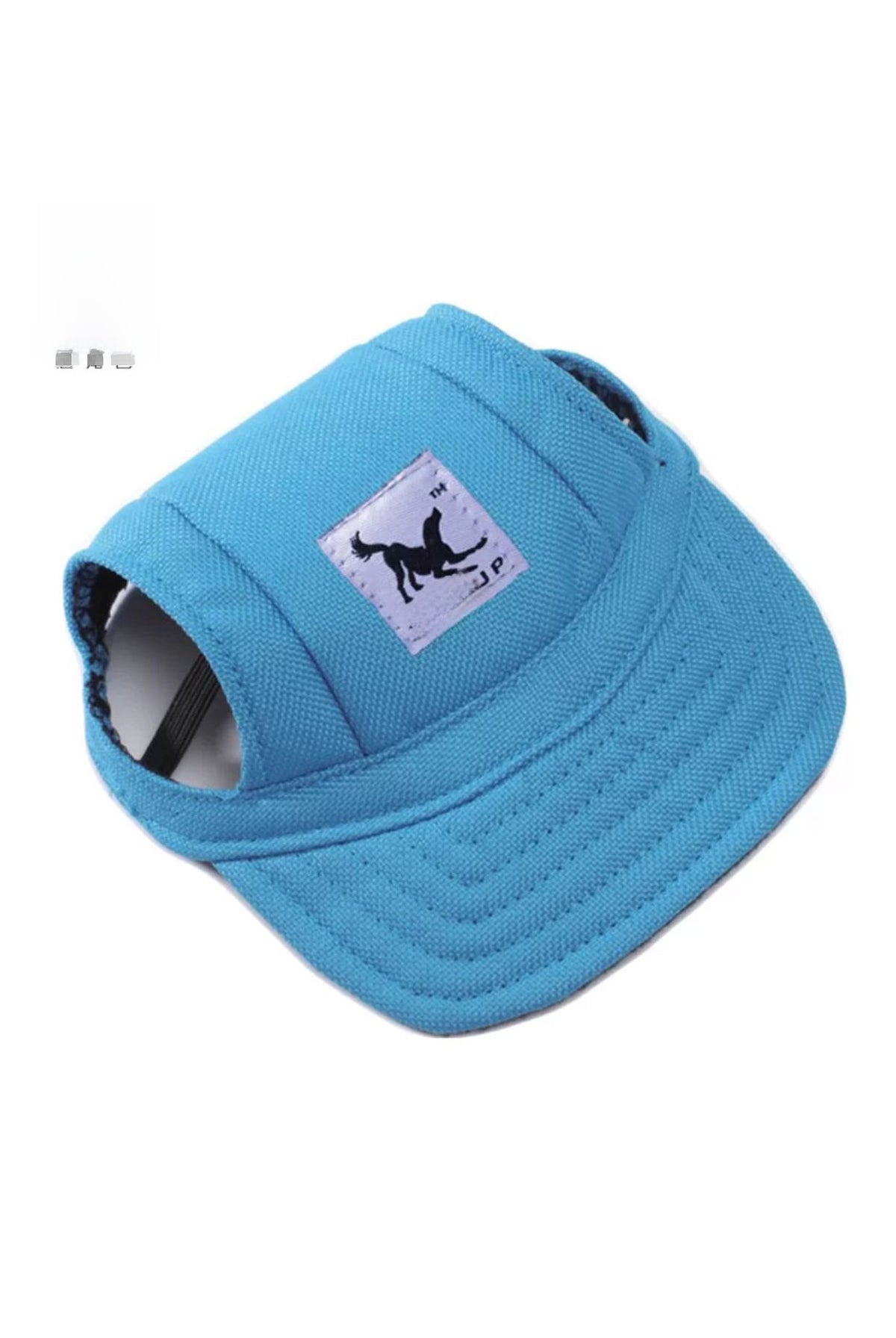 Canvas dog baseball cap for sun protection in Flowers, in use with a pet