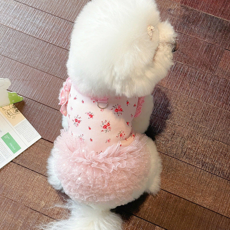 Floral mesh tutu princess dress for small pets for dogs and cats, image 3