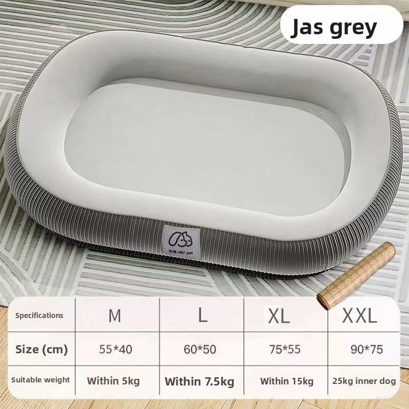Thick tear-resistant pet bed with cool mat option, extra detail view
