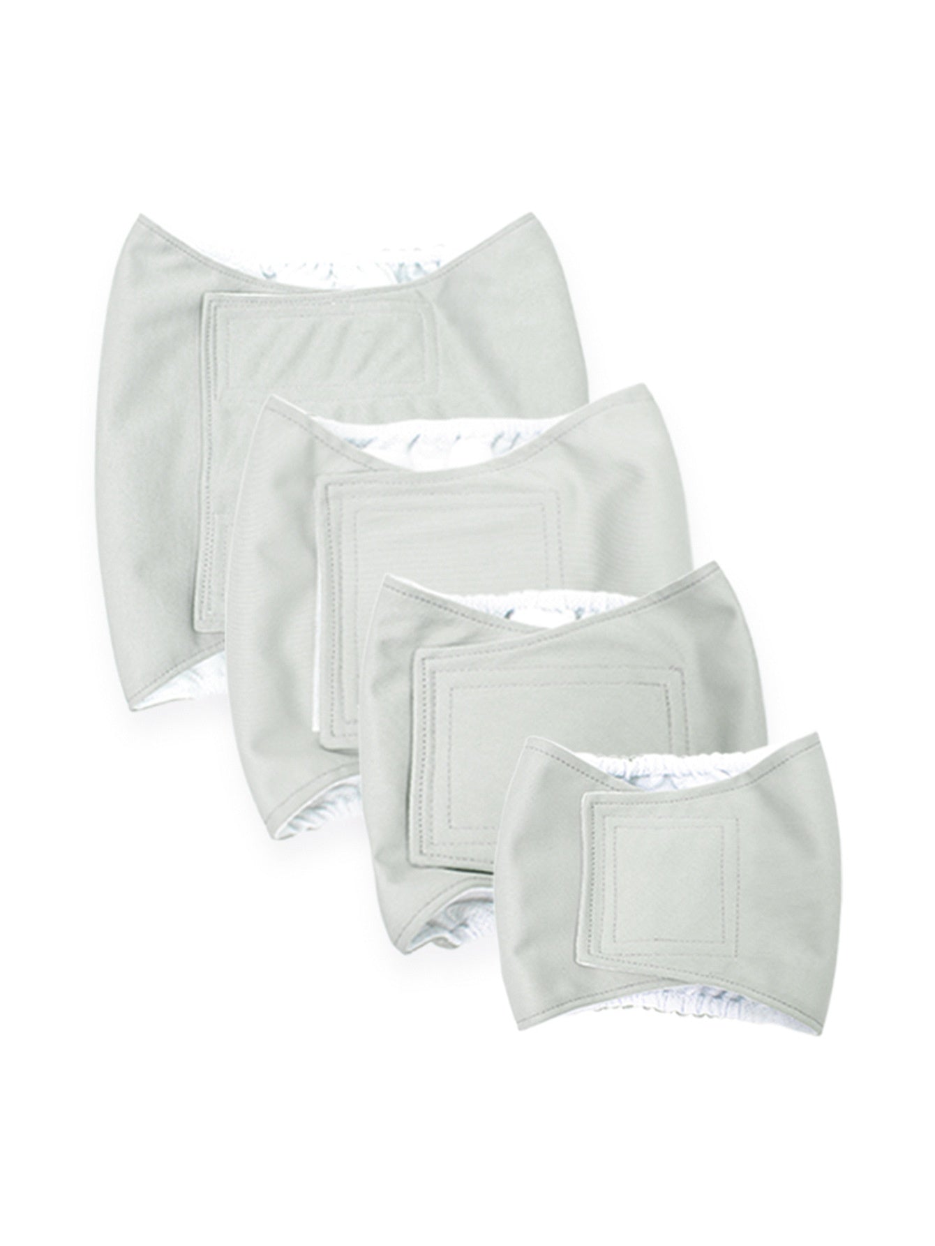 Reusable male dog belly band with waterproof outer layer in Brown, showing size and shape