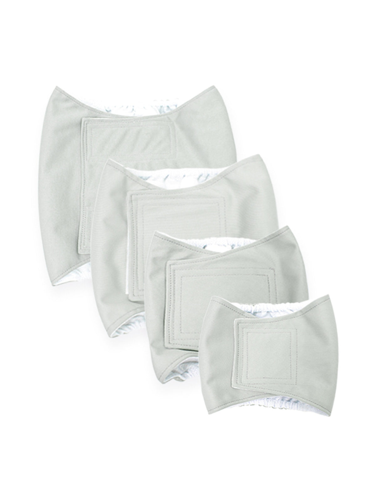 Reusable male dog belly band with waterproof outer layer in Brown, showing size and shape